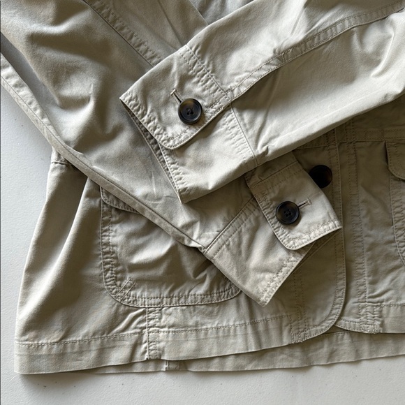 L.L. Bean Tan Utility Jacket Buttoned Cinched Waist Relaxed Fit Cotton Sz 16 - Picture 4 of 16